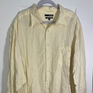 Murano Fine European Linen Long Sleeve Yellow Button Up Mens Size 3x